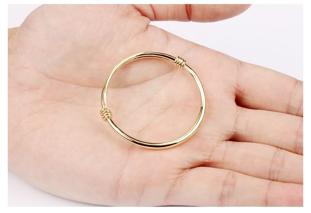 Eymi Children Jewelry 18k Gold Plated Bangle Bracelet for Toddlers Gift Safe Easy Adjustable 4.7" - 5.9" (A: 1 Pcs(Style 1))