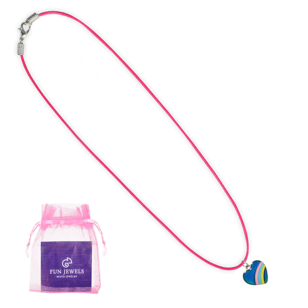 FUN JEWELS Rainbow Heart Color Change Pendant Mood Necklace Gift For Girls