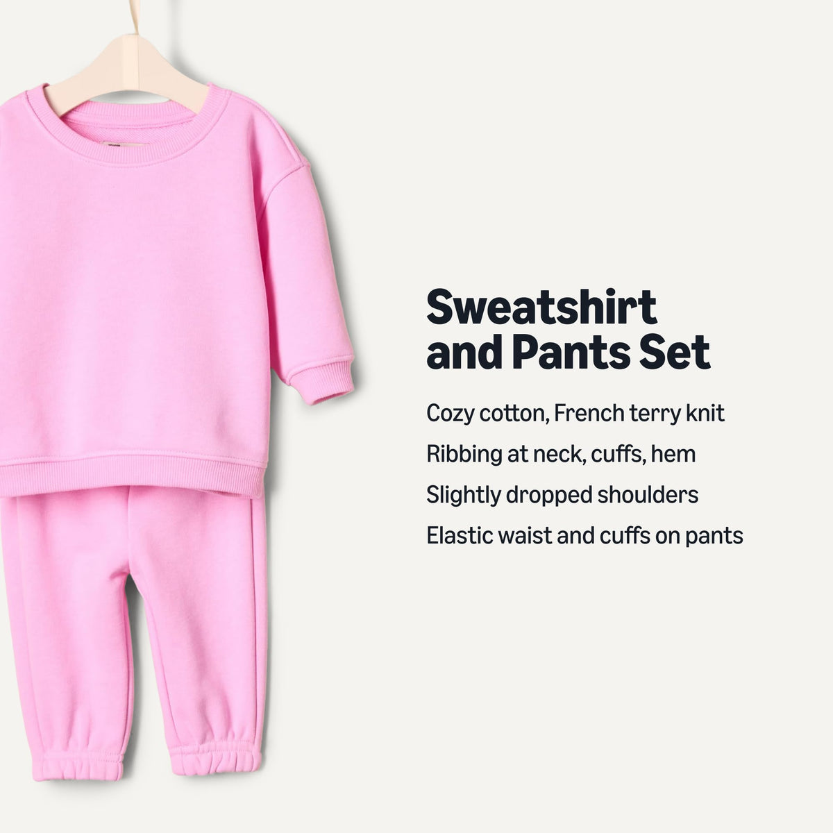 Amazon Essentials x Sofia Grainge Unisex Toddlers' Sweatshirt & Sweatpant Set, Pink, 3T