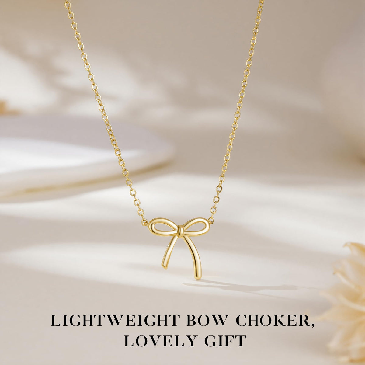 Turandoss 14K Gold Plated Bow Necklace, Birthday Gifts for Kids Teen Girls