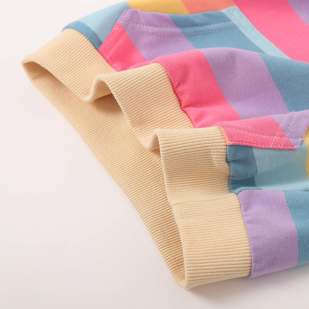 WELAKEN Rainbow Sweatshirts with Unicorn for Girls Toddler & Kids II Little Girl's Pullover Tops Cotton Hoodies 8 Years