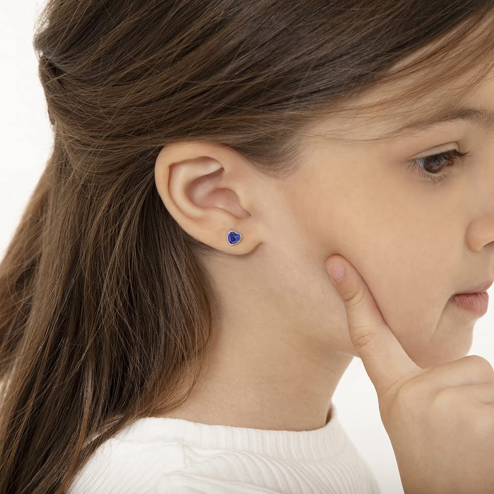 In Season Jewelry Tiny CZ Birthstone Heart Kids Earrings ��� Sep
