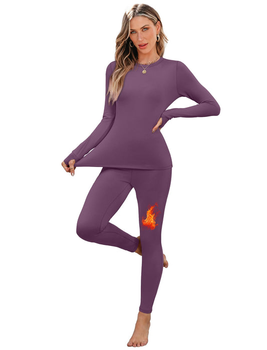 Sampeel Winter Clothing for Women Thermal Underwear Fleece Lined Sets L