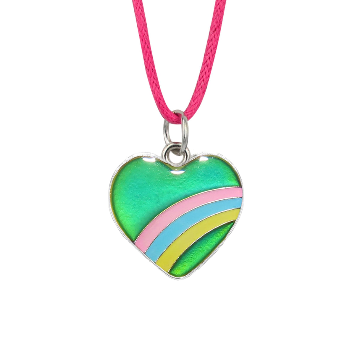FUN JEWELS Rainbow Heart Color Change Pendant Mood Necklace Gift For Girls