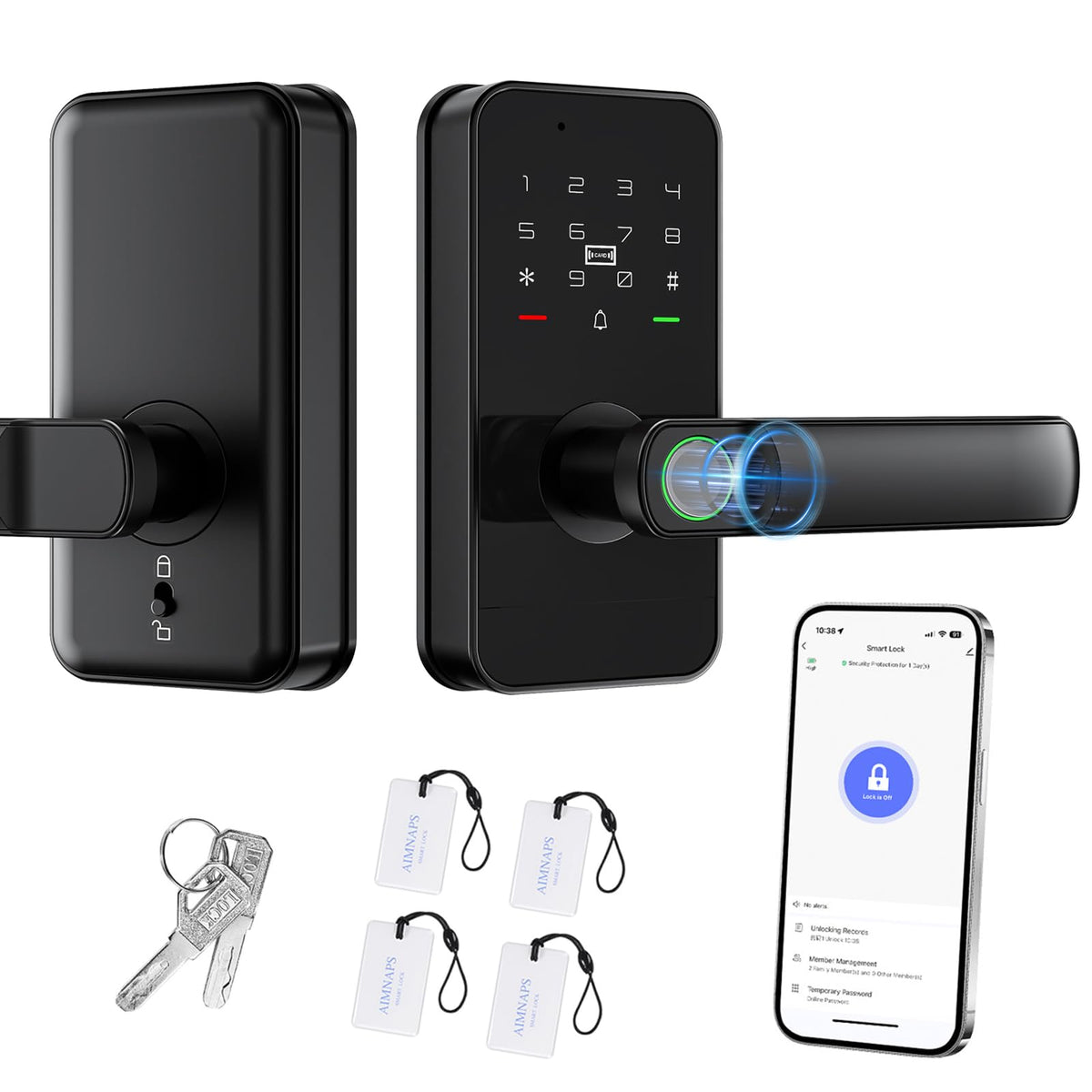 WiFi Keyless Entry Door Lock with Handle,Door Locks for Front Door,Deadbolt