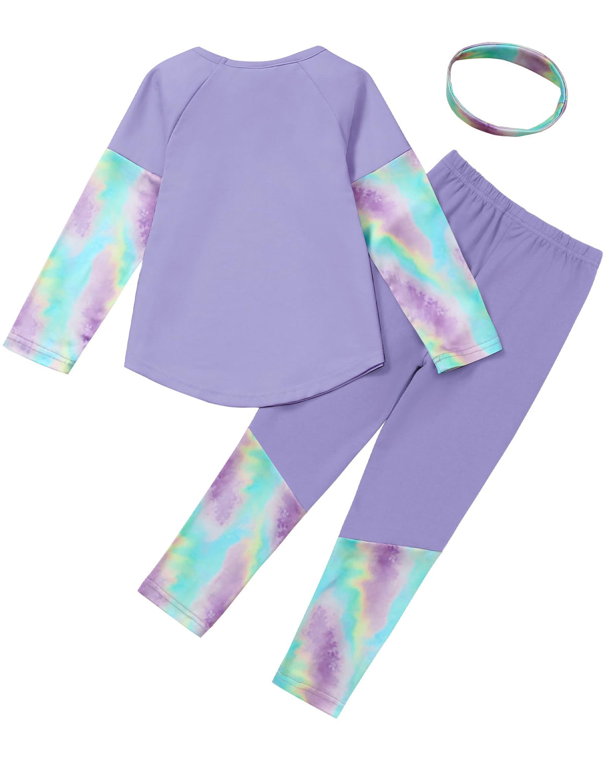 Latnnut Girls Clothes Size 7 Pastel Tie Dye Patchwork Set Purple 7-8 Years