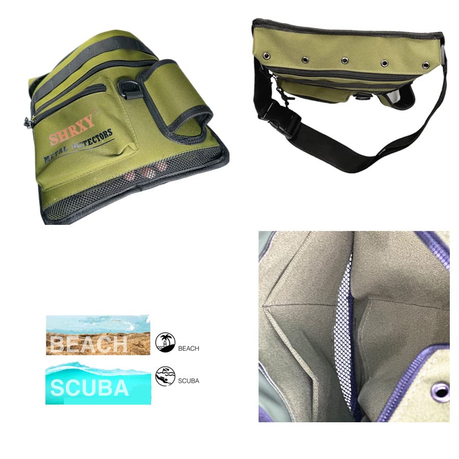 shrxy Metal Detecting Finds Bag Waist Digger Pouch Tools Bag for PinPointer Garrett Detector Xp ProPointer Accessories (Grassgreen)