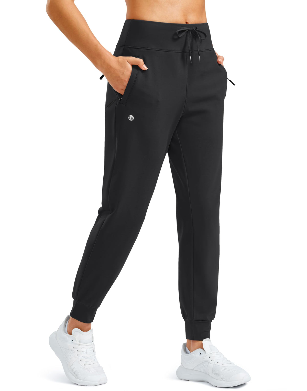 Women's Fleece Lined Joggers Water Resistant Hiking Pants(Black,S)