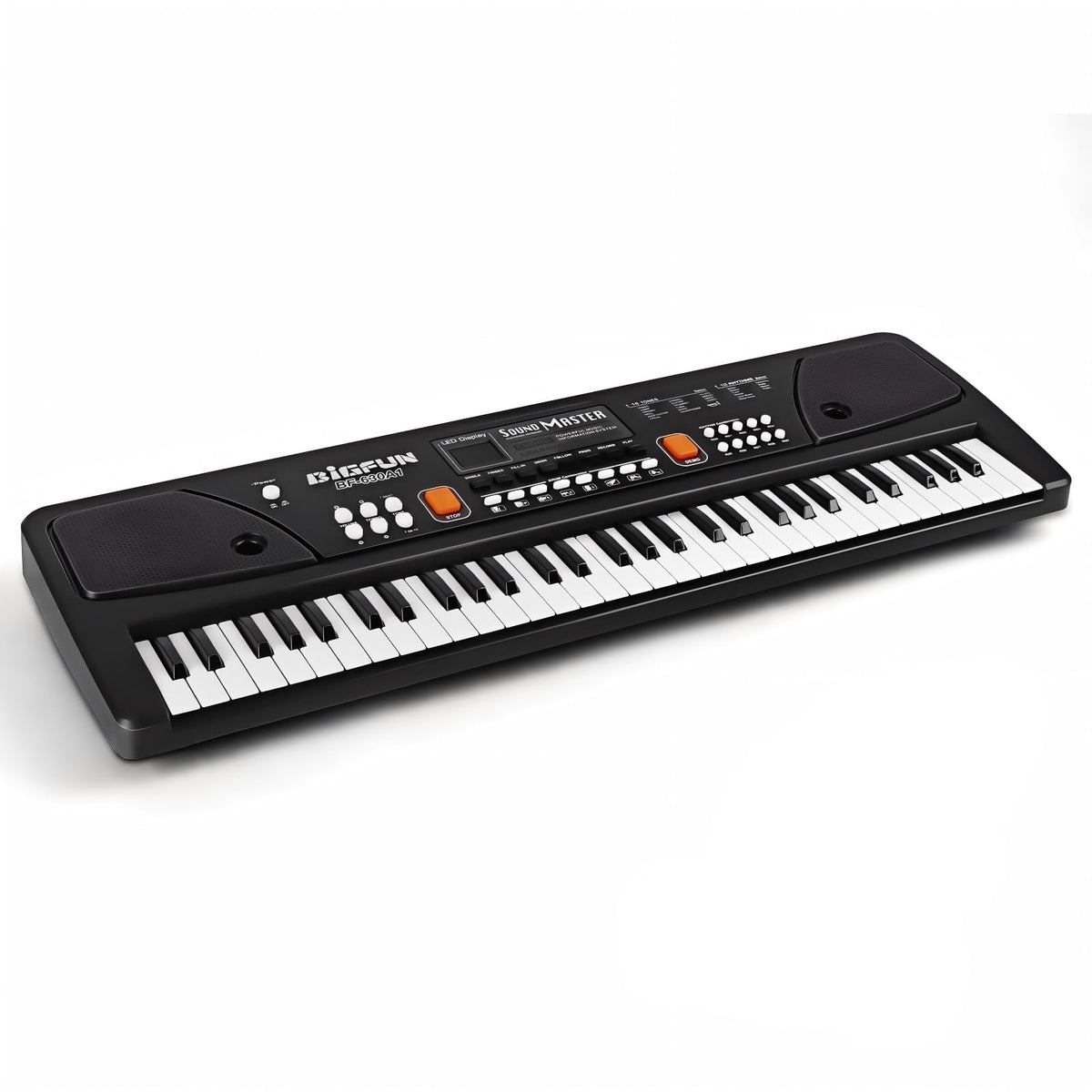 Soundo 61 Key Piano Keyboard with Microphone, Electric Piano, Black