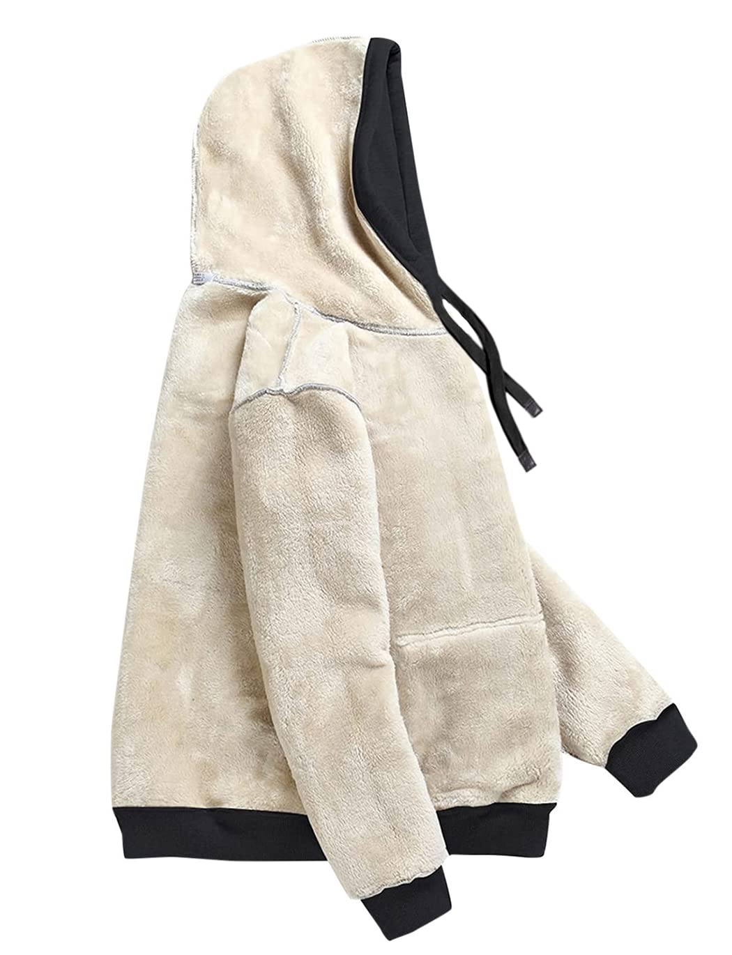 Haellun Womens Casual Winter Warm Fleece Sherpa Lined Pullover Hooded Sweatshirt (Black, Medium)