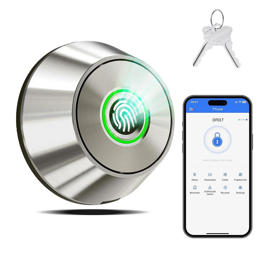 Fingerprint Keyless Entry Door Lock ��� Smart Deadbolt with App Control, 10-Month Battery Life, Easy Installation, Deadbolt Alternative, IP66 Waterproof, Includes 2 Backu