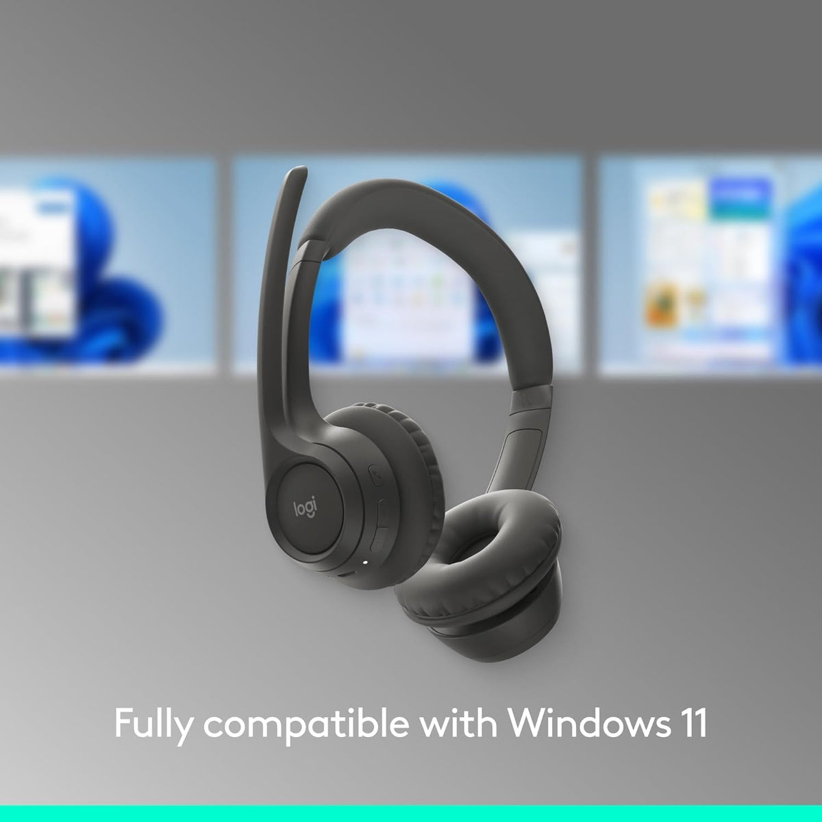 Logitech Zone 301 Wireless Bluetooth Headset with Noise-Canceling Microphone, Compatible with Windows, Mac, Chrome, Linux, iOS, iPadOS, Android ��� Gr