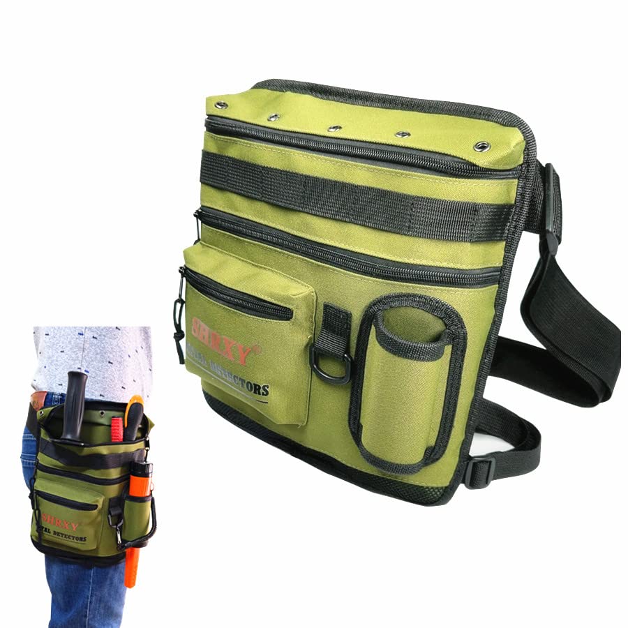shrxy Metal Detecting Finds Bag Waist Digger Pouch Tools Bag for PinPointer Garrett Detector Xp ProPointer Accessories (Grassgreen)