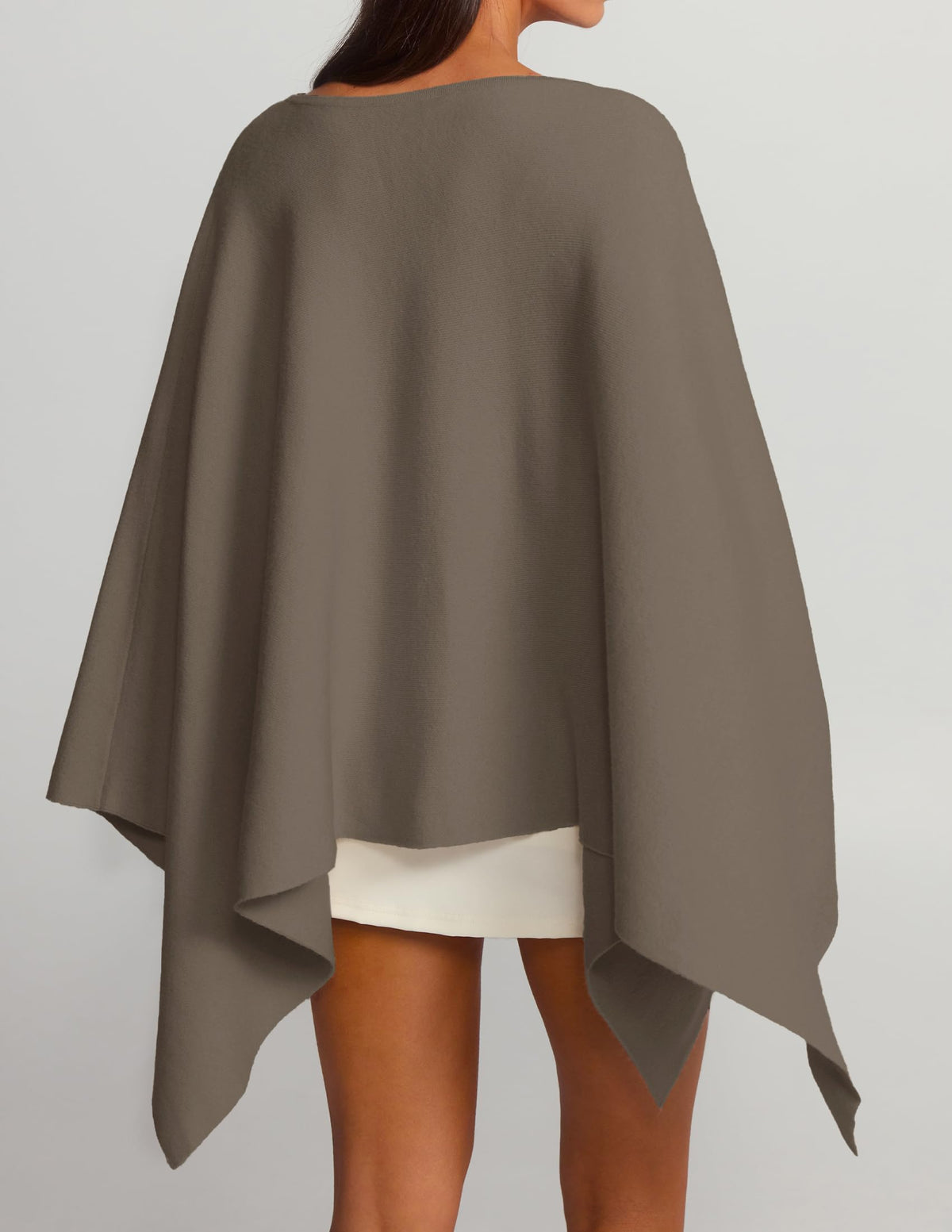 ZESICA Women's Fall Batwing Oversized Knitted Shawls Poncho Sweaters Coffee