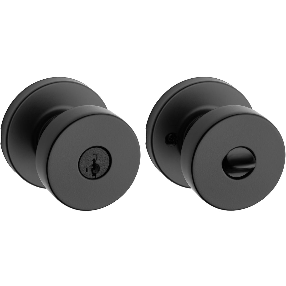 Kwikset Pismo Front Door Knob with Lock and Key, SmartKey, Matte Black