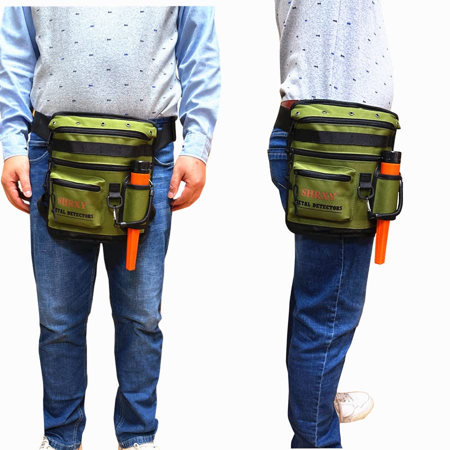 shrxy Metal Detecting Finds Bag Waist Digger Pouch Tools Bag for PinPointer Garrett Detector Xp ProPointer Accessories (Grassgreen)