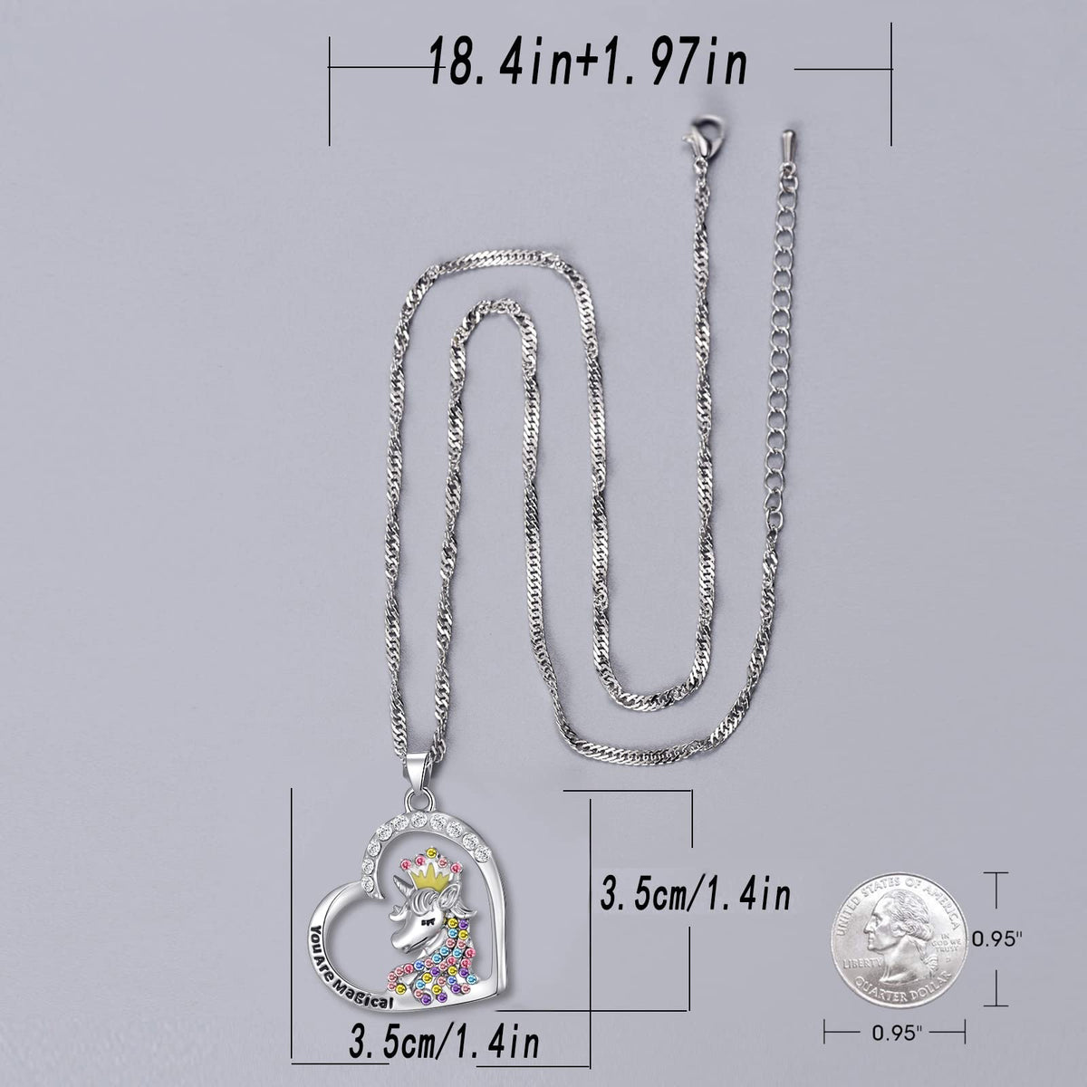 6 Pcs Cute Necklaces for Teen Girls - Adorable Pastel Crystal Girls Jewelry - Unicorns Gifts for Girls - Fairy Gifts for Teens - Dainty Necklace Birthday Gift Set Heart Necklace for Teen Girl Stuff