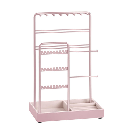 SONGMICS Jewelry Holder, Display Stand, Metal Frame, Velvet Tray