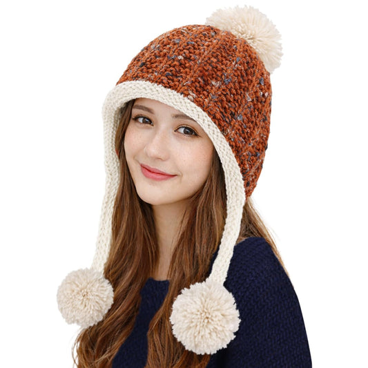 HUAMULAN Women Winter Sherpa Knit Beanie Hat Fleece Lined Ear Flaps
