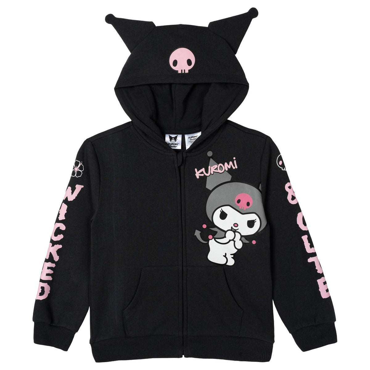 Kuromi Girls Fleece Zip-Up Hoodie
