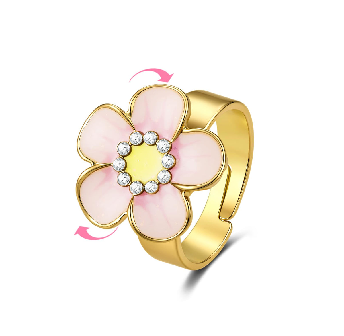 Sunflower Fidget Ring for Kids 18K Gold Plated Gifts Anxiety Adjustable