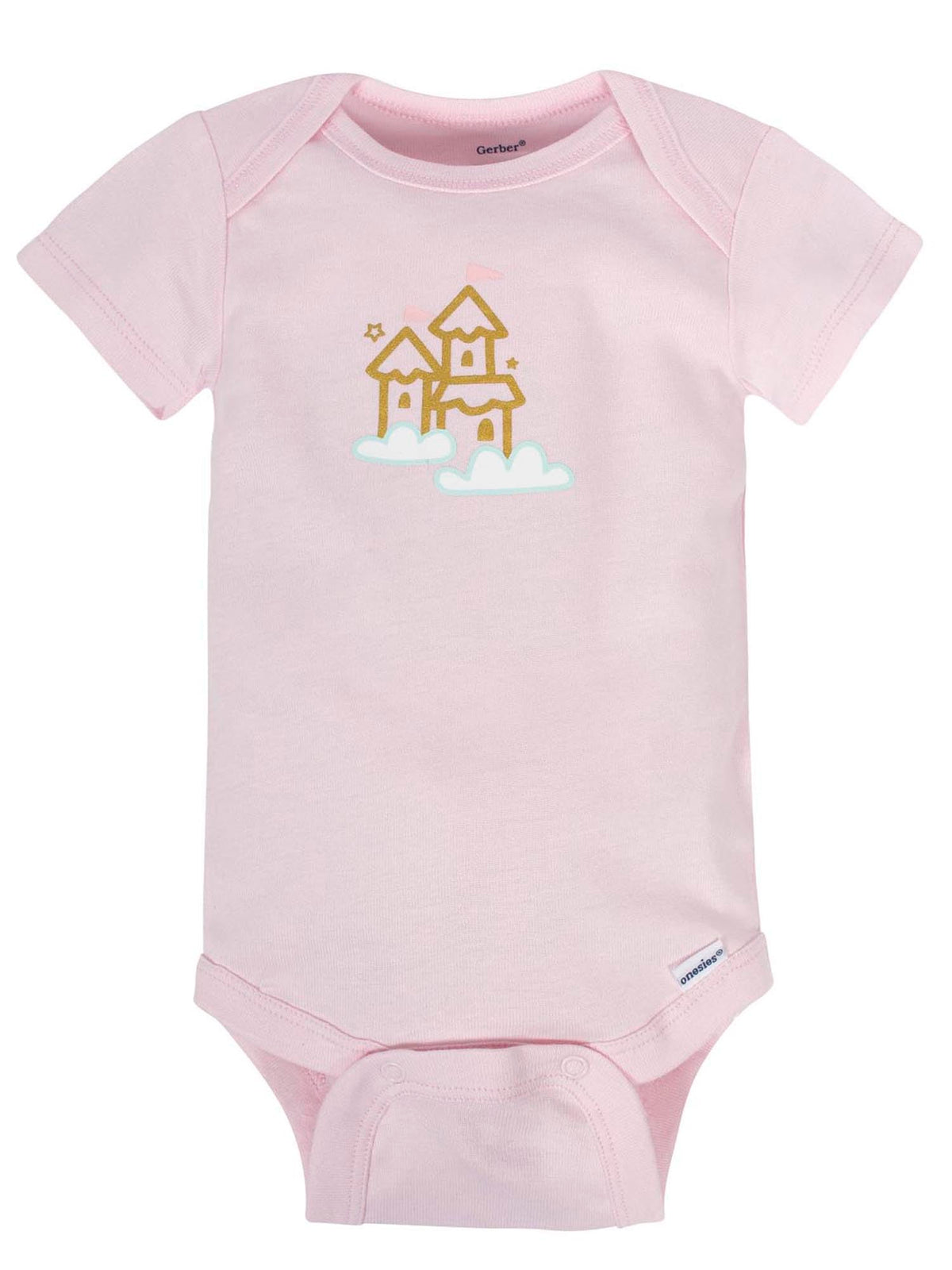 Gerber Baby Girls 8-pack Short Sleeve Onesies Bodysuits And Toddler T-Shirt Set, Castle, Newborn US
