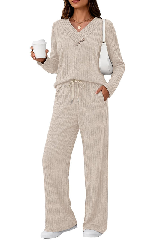 Fall Outfits for Women 2 Piece Lounge Sets Fashion Clothing Apricot M