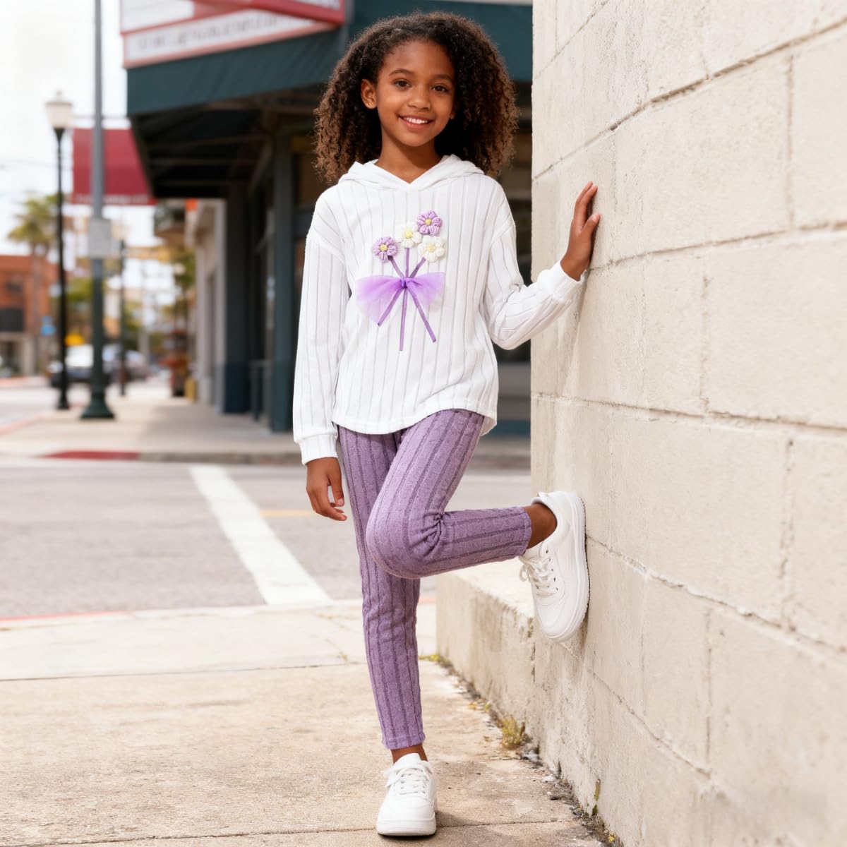 Afsmlys Girls Asymmetrical Knit Set