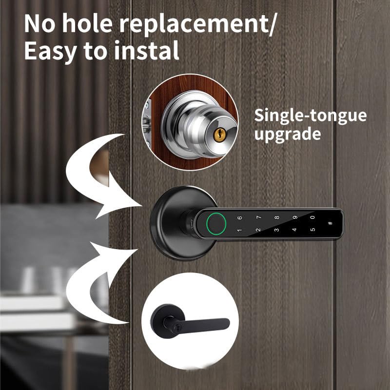 Xenocam Fingerprint Smart Door Lock Keyless Entry 3-in-1 Door Lock, Smart Lever Unlock by Fingerprint/Keypad/Code/Key for Home, Hotel, Apartment, Office, Bedroom