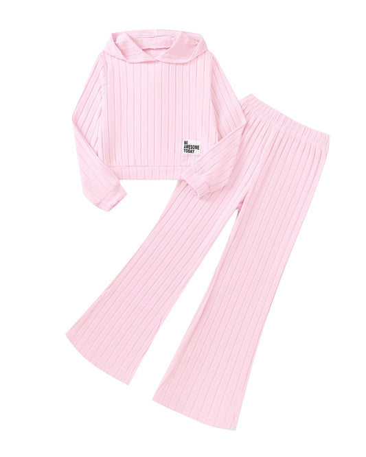 Rosibel Girls Ribbed Hoodie Set