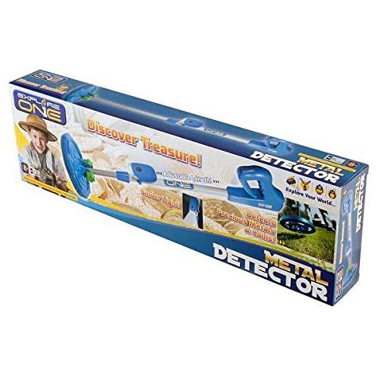 ExploreOne Metal Detector for Kids | Water Resistant, Light Weight, Adjustable Junior Metal Detector | Blue