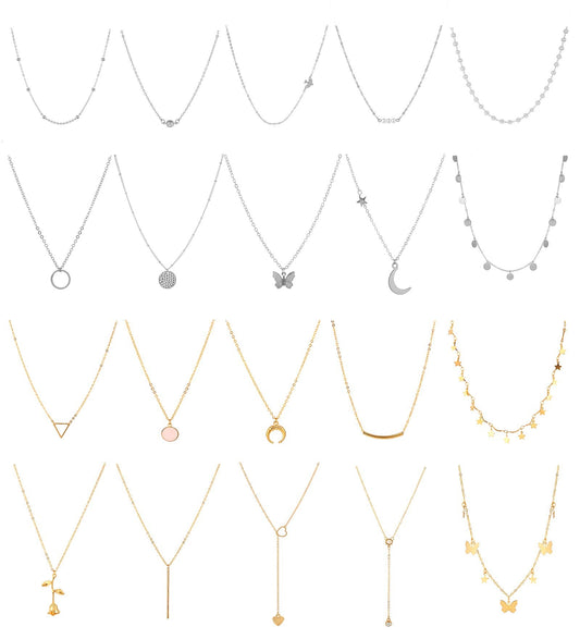 Honsny 20PCS Dainty Gold/Silver Necklaces for Women Choker Necklace Set