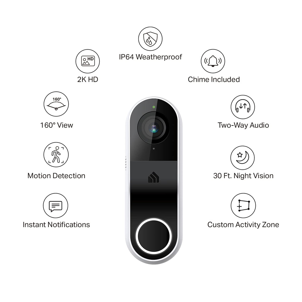 Kasa 2K Smart Video Doorbell Camera Hardwired w/Chime, KD110