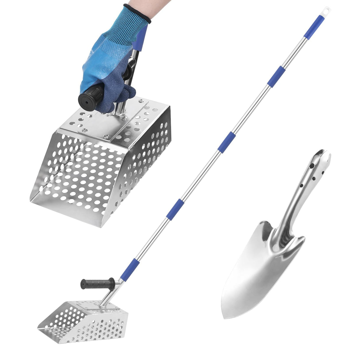 Sand Scoop for Metal Detecting, 73" Adjustable Long Handle Detector Scoop