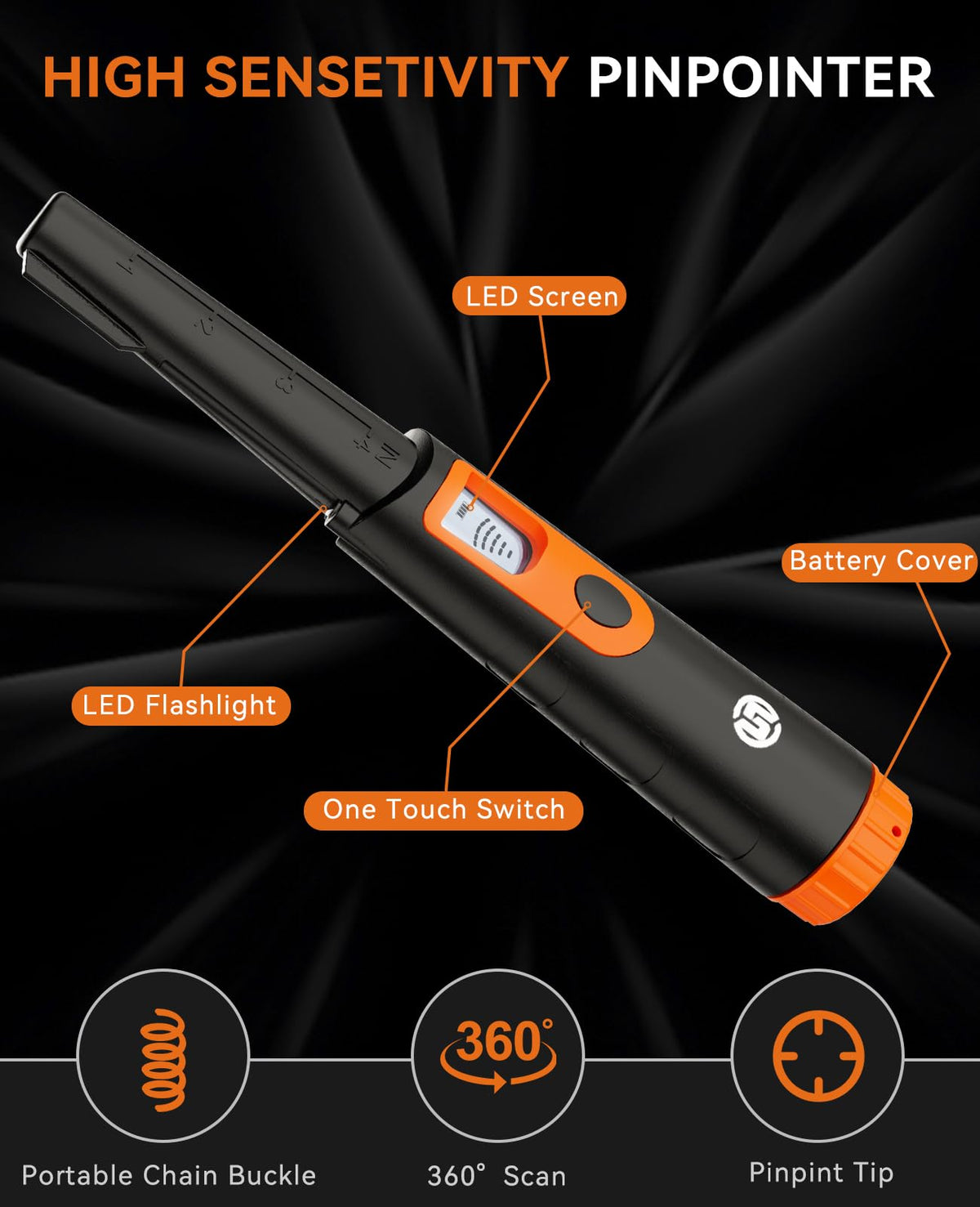 SUNPOW Metal Detector Pinpointer for Adults & Kids Professional Waterproof