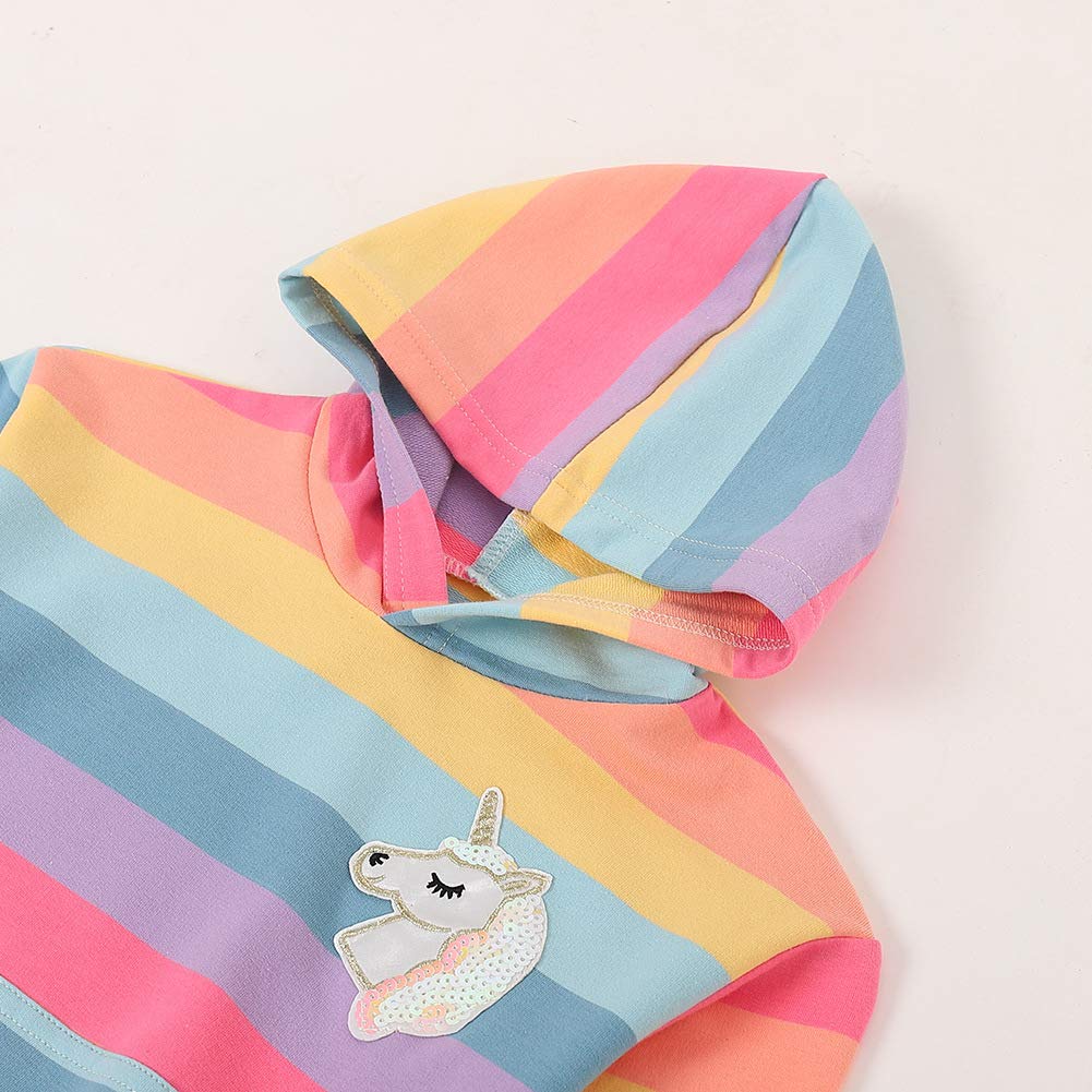 WELAKEN Rainbow Sweatshirts with Unicorn for Girls Toddler & Kids II Little Girl's Pullover Tops Cotton Hoodies 8 Years