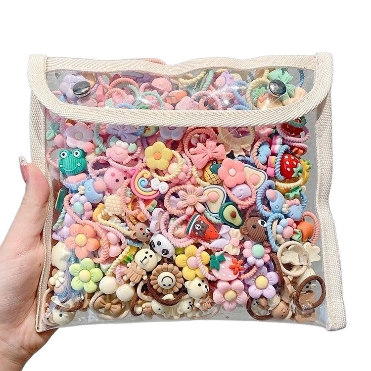 ALTALIVA 100Pcs Baby Hair Ties Cute Elastic Hairbands No Damage Multicolor Small Ponytail Holders for Baby Girls Toddlers Kids
