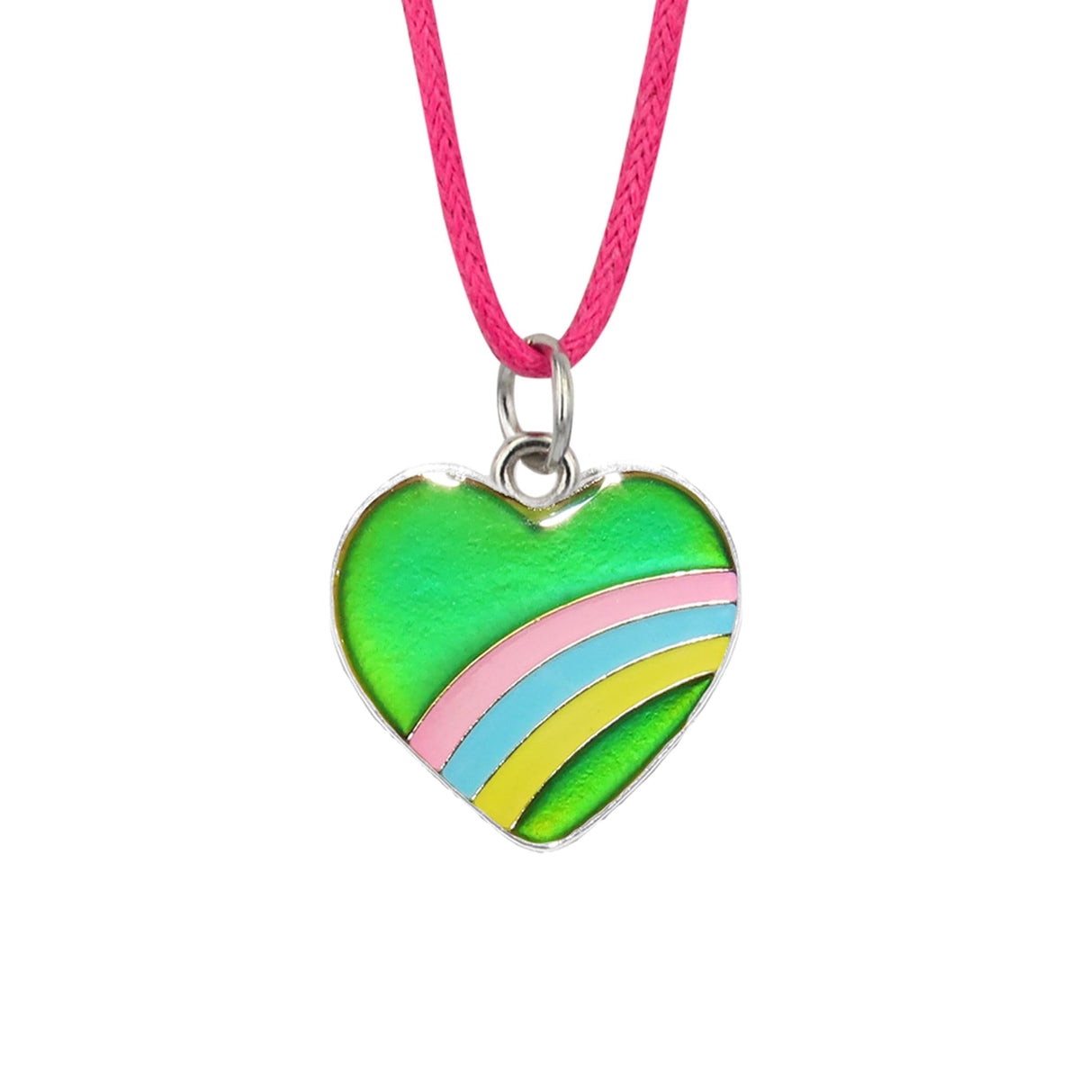 FUN JEWELS Rainbow Heart Color Change Pendant Mood Necklace Gift For Girls