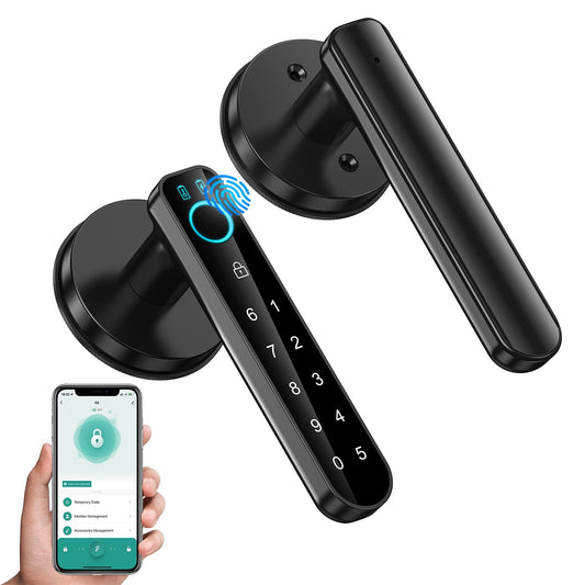 Fingerprint Door Lock- Smart Door knob,biometric Door Lock���with passcode keypad keyless Entry Door Handle���for Bedroom Home Hotel Office Apartment (Bla