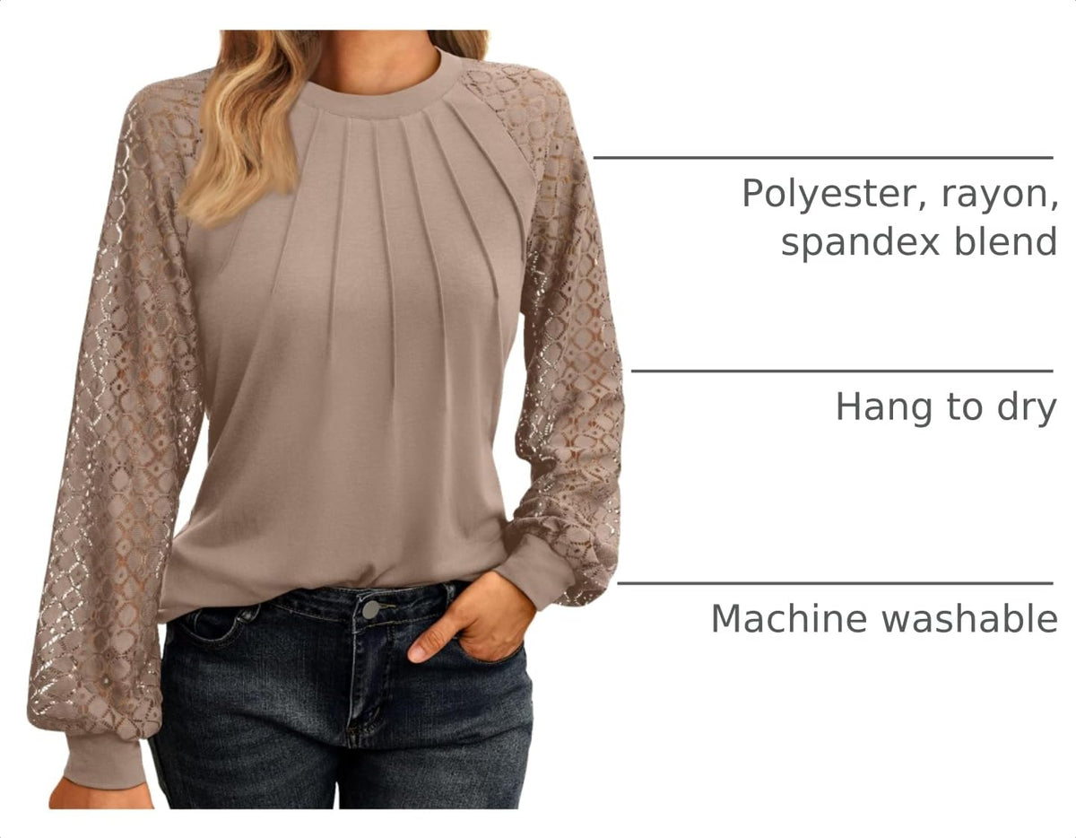 AUTOMET Womens Long Sleeve Shirts Lace Tops 2026 Fall Outfit Casual Blouse