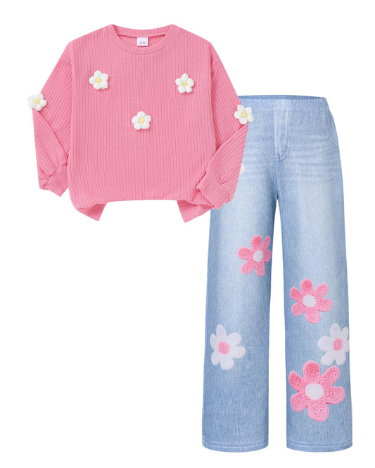 Yhnslsf Girls Flower Outfit Set