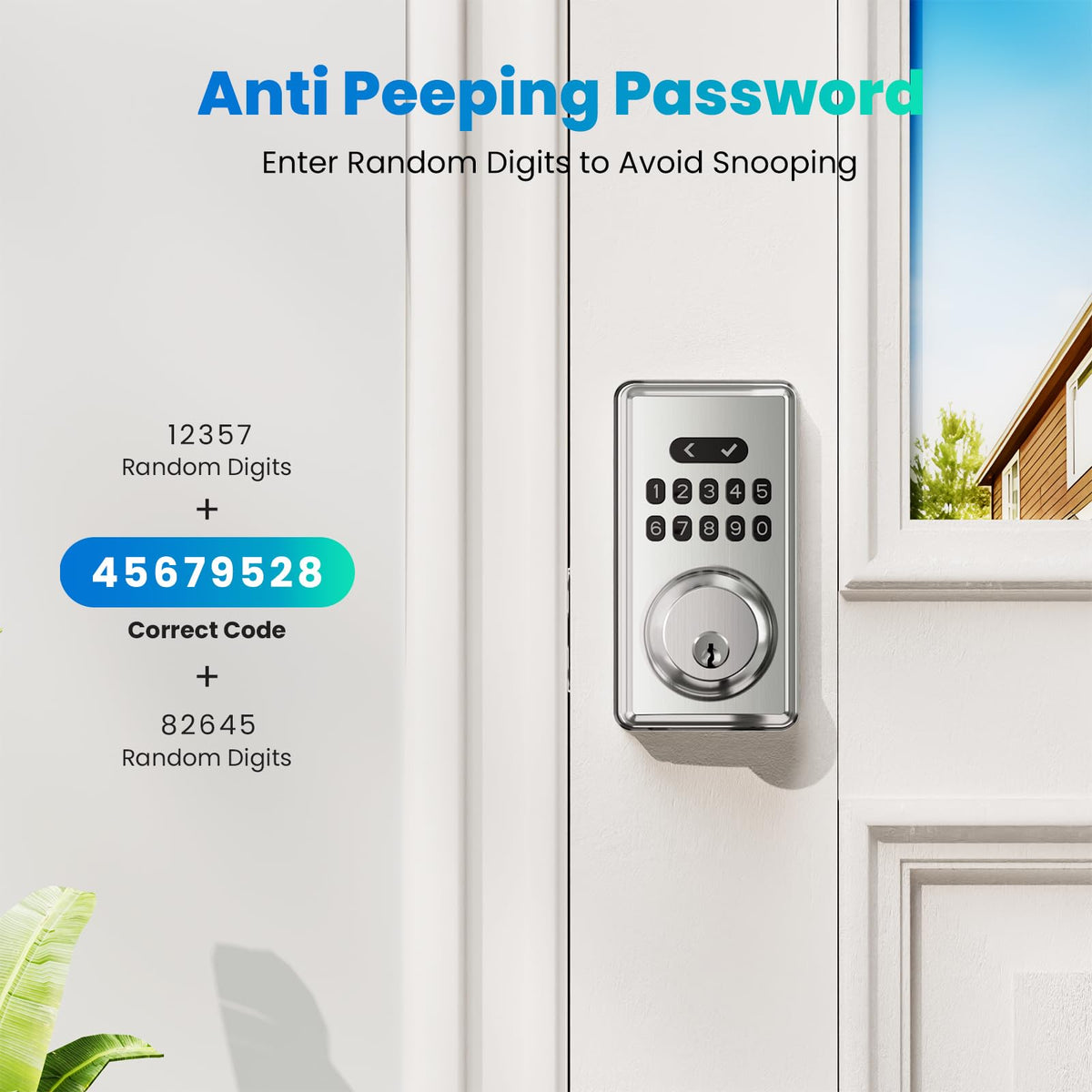 MOUSETRO Keyless Entry Door Lock Deadbolt with Keypad, Digital Smart Locks with Code, Auto Lock, Anti-Peeking Password, Easy Installation, Satin Nickel