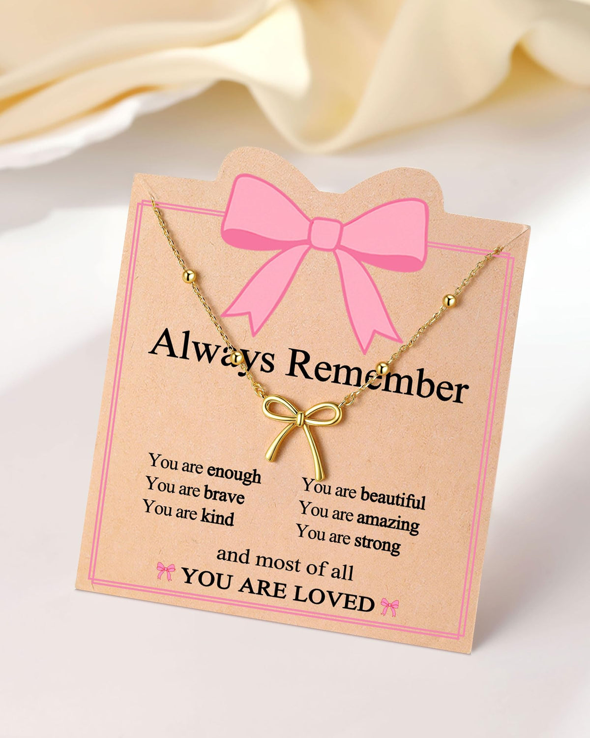 UNGENT THEM Bow Necklace Jewelry Tween Teen Girl Gifts Trendy Stuff Cute Girly Preppy Things 8 10 12 14 16 18 13 11 9 Year Old Birthday Teenage Girls Gift Ideas