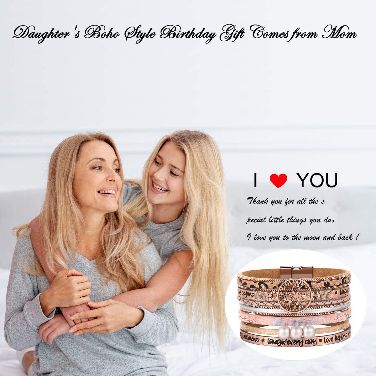 Desimtion Gifts for Teenage Girls, Inspirational Leopard print rose gold leather Wrap Boho Bracelets for Women,Easter Christmas Birthday Jewelry Gifts for Teen Girls