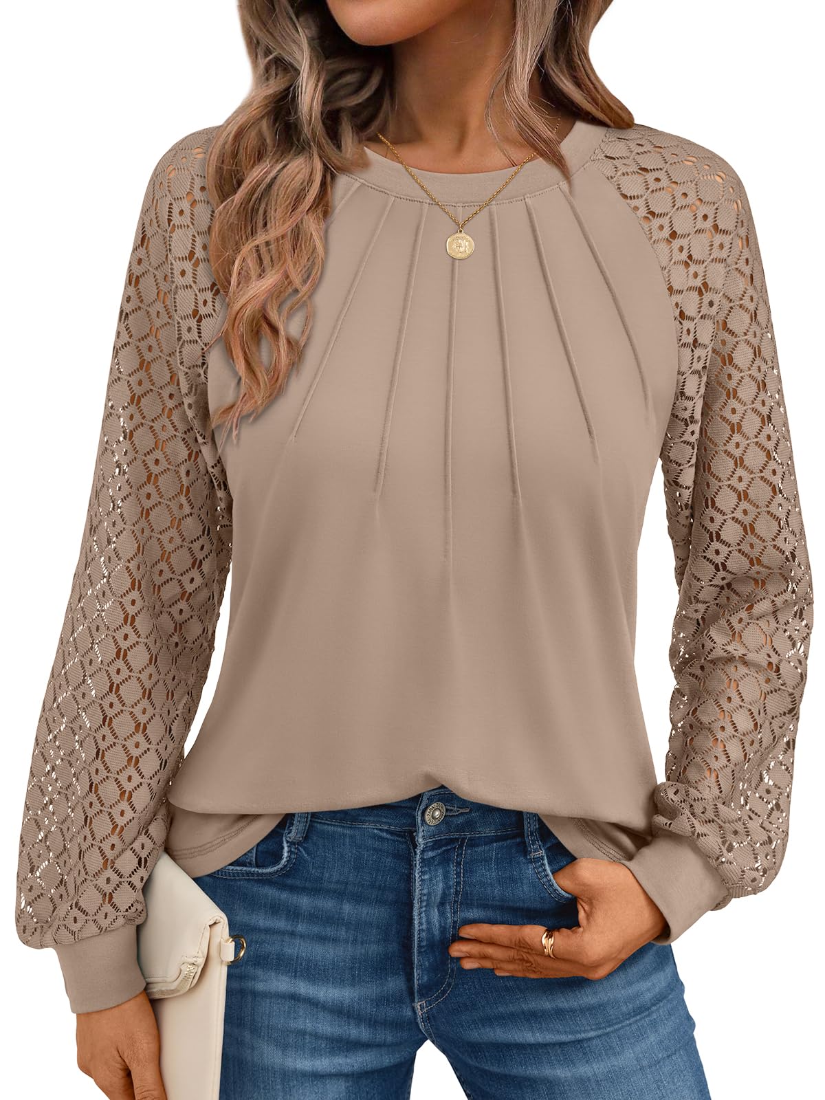 AUTOMET Womens Long Sleeve Shirts Lace Tops 2026 Fall Outfit Casual Blouse