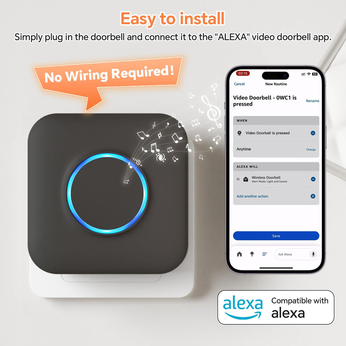 WiFi Wireless Doorbell Chime for Google Nest, Ring, Blink Video Doorbell