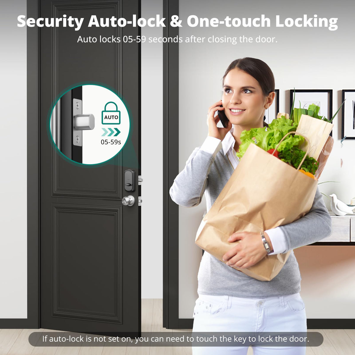 AkaGear DS10 Pro Keyless Entry Door Lock with Fingerprint, Satin Nickel
