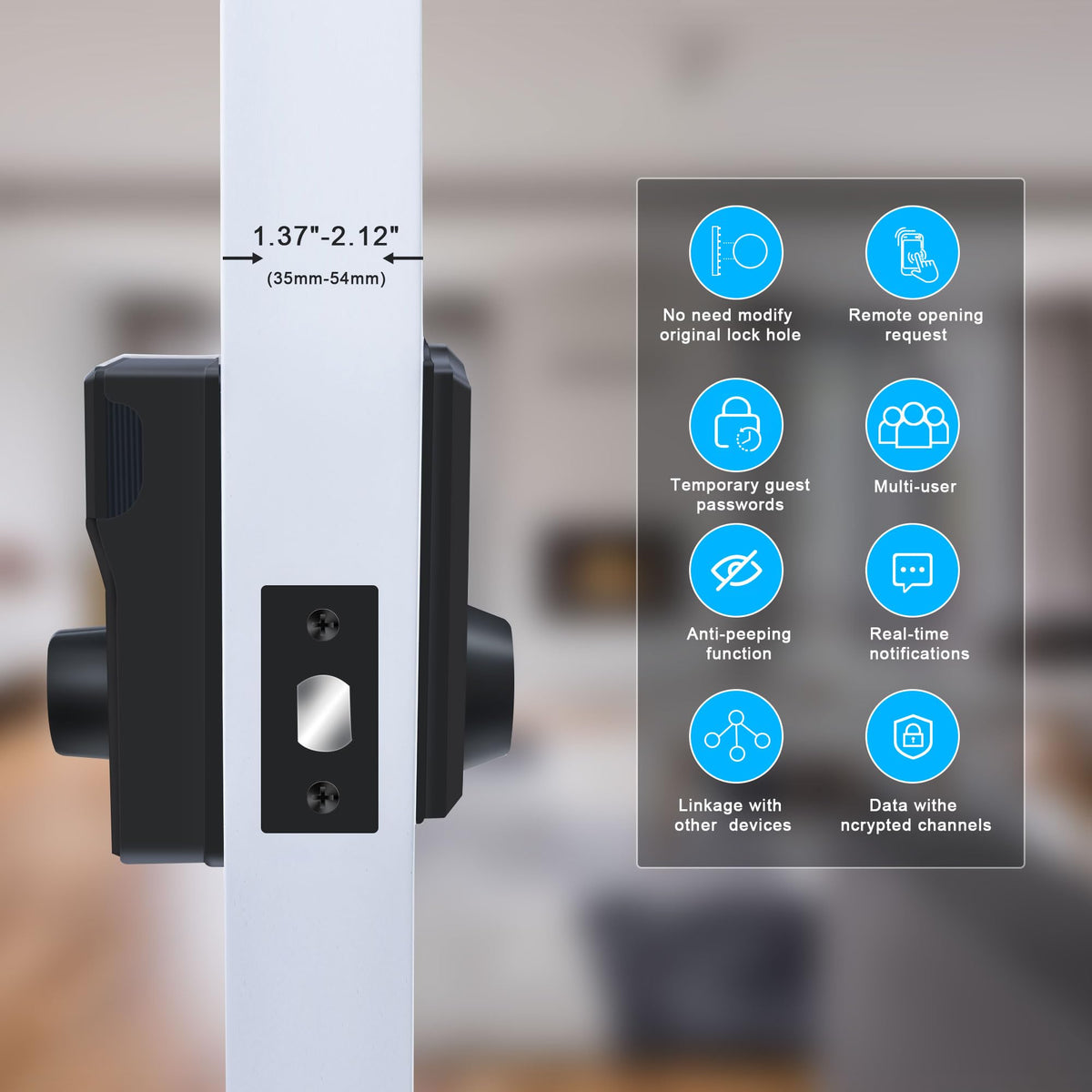Pahama Bluetooth Deadbolt Lock, Keyless Entry Door Lock with APP Control Digital Deadbolt with App Control Keyless Entry Fingerprint Deadbolt Auto Electronic Keypad Smart Locks for Front Door