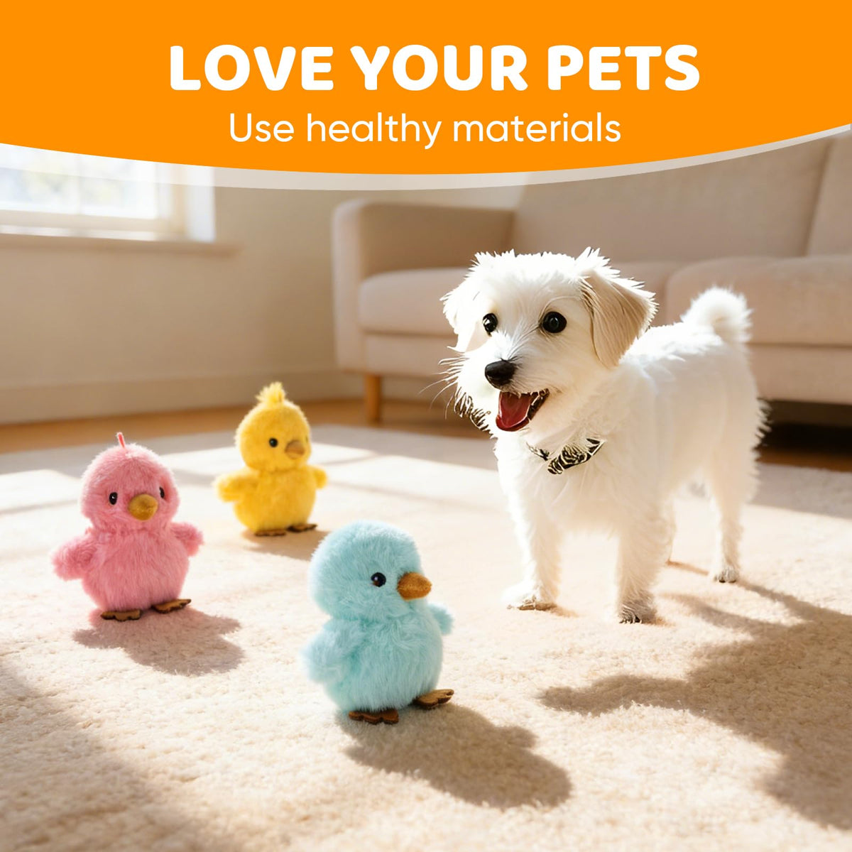 Sew Butiful 3PCS 6'' Squeak Plush Toy Chicken for Small, Medium Dogs