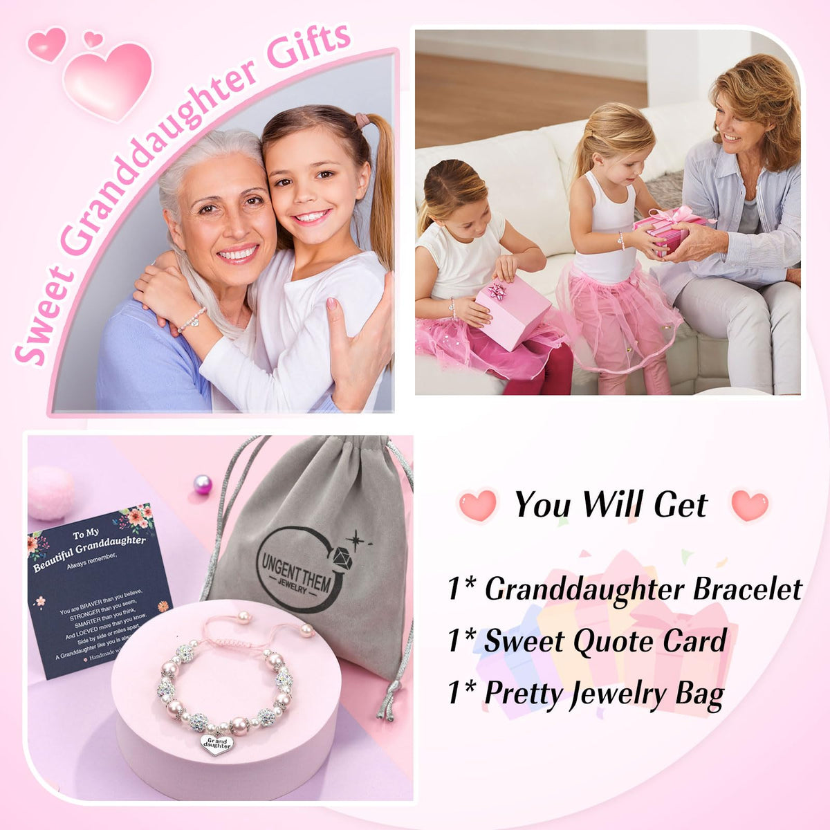 UNGENT THEM Kids Jewelry Girls Charm Bracelets 8 12 10 Granddaughter Gifts